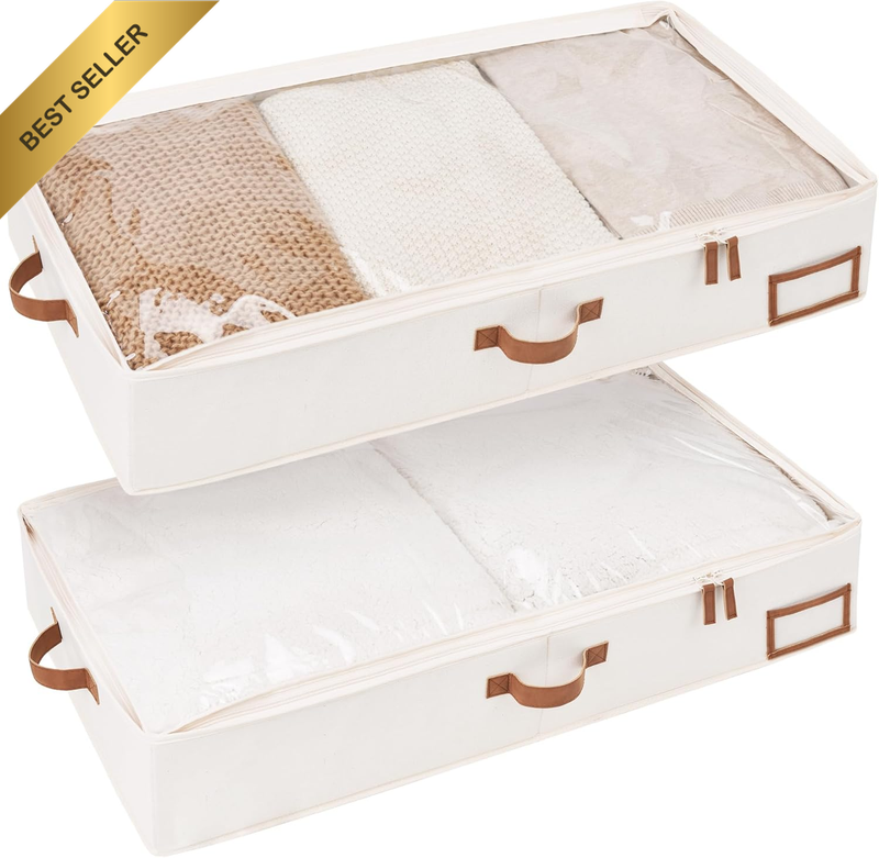 Large under Bed Storage Containers with Handles and Label Holder, 2 Pack Ultra-T