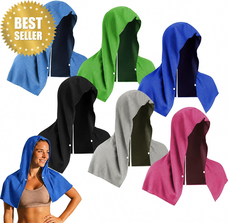 6 Pack Cooling Hoodie Towels for Neck and Face, UPF 50 & Instant Cooling
