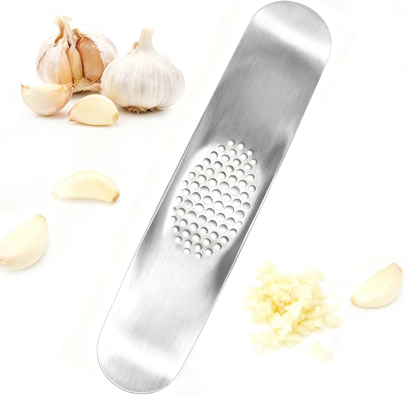 Stainless Steel Garlic Press Crusher Mincer, Heavy Duty Garlic Rocker Peeler, Ma