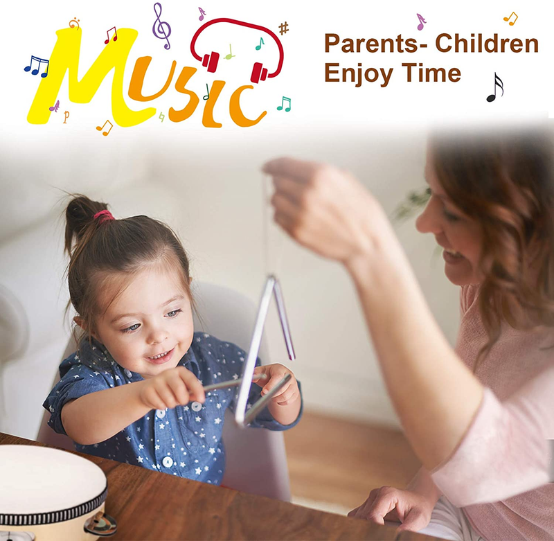 Toddler Musical Instruments Kit, Natural Wooden Toy Set for Kids with Storage Ba