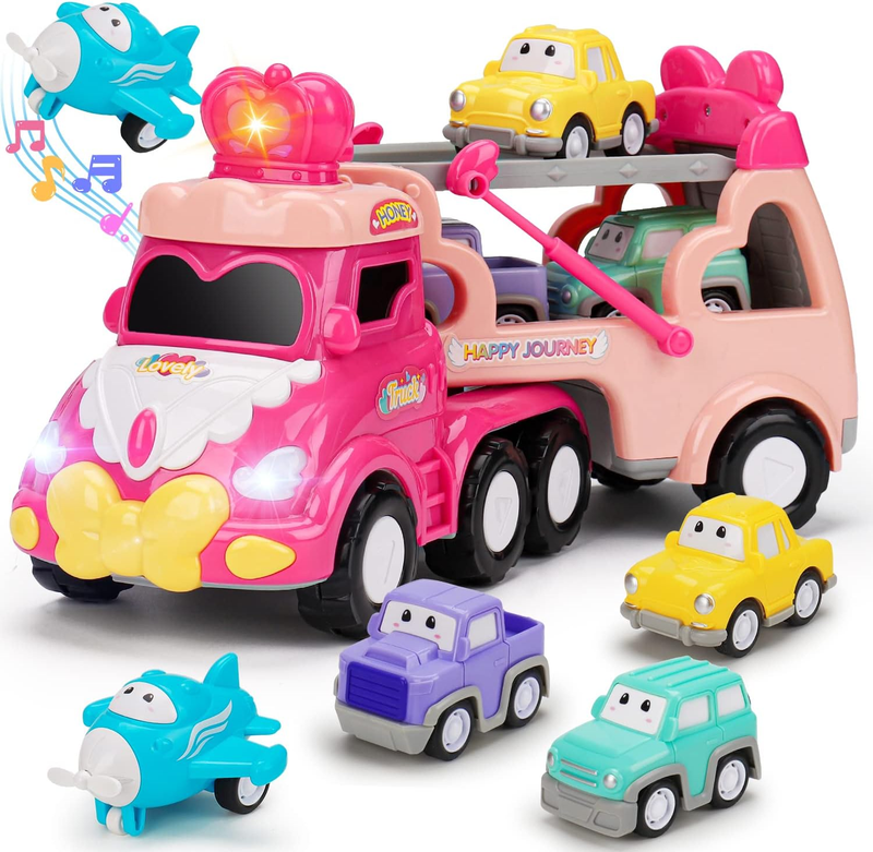 Toddler Car Toys for 1 2 3 4 Year Old Girl Birthday Gifts 5-In-1 Pink Princess