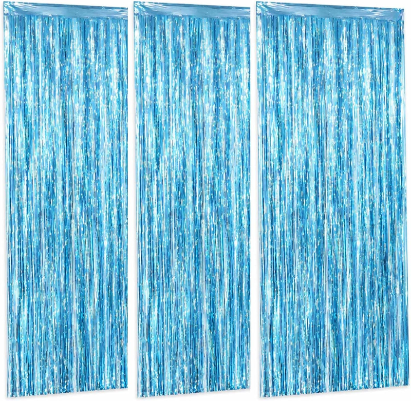3 Pack Tinsel Foil Curtain Photo Backdrop 3.3X8.2Ft Shimmer Wall for Halloween B