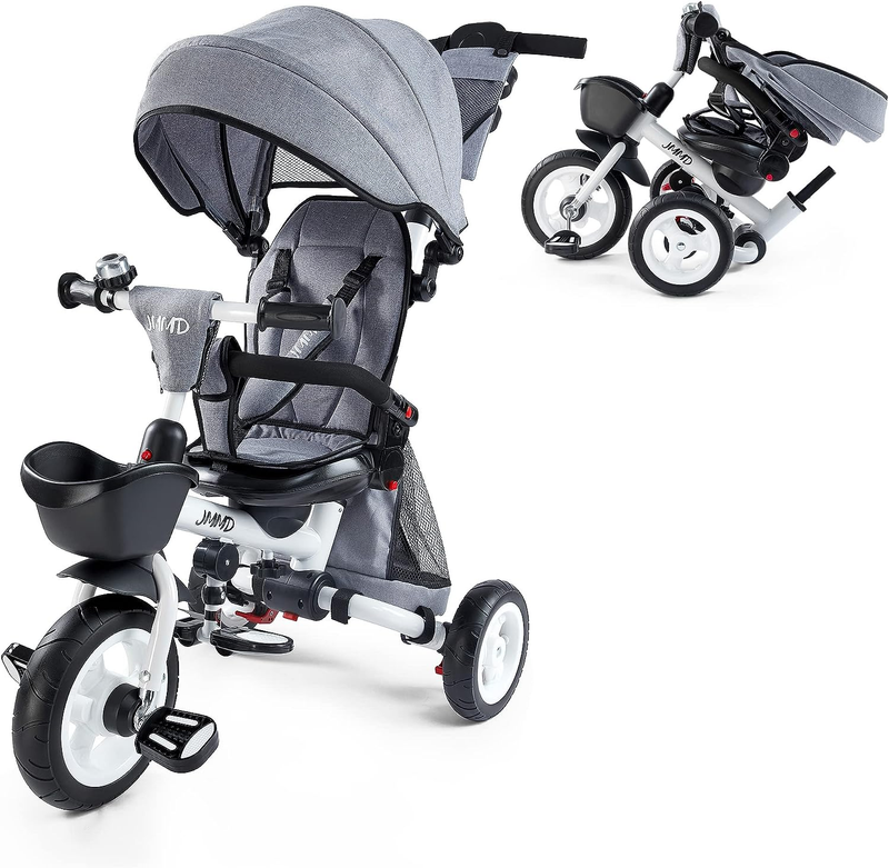 Baby Tricycle, 7-In-1 Folding Kids Trike with Adjustable Par