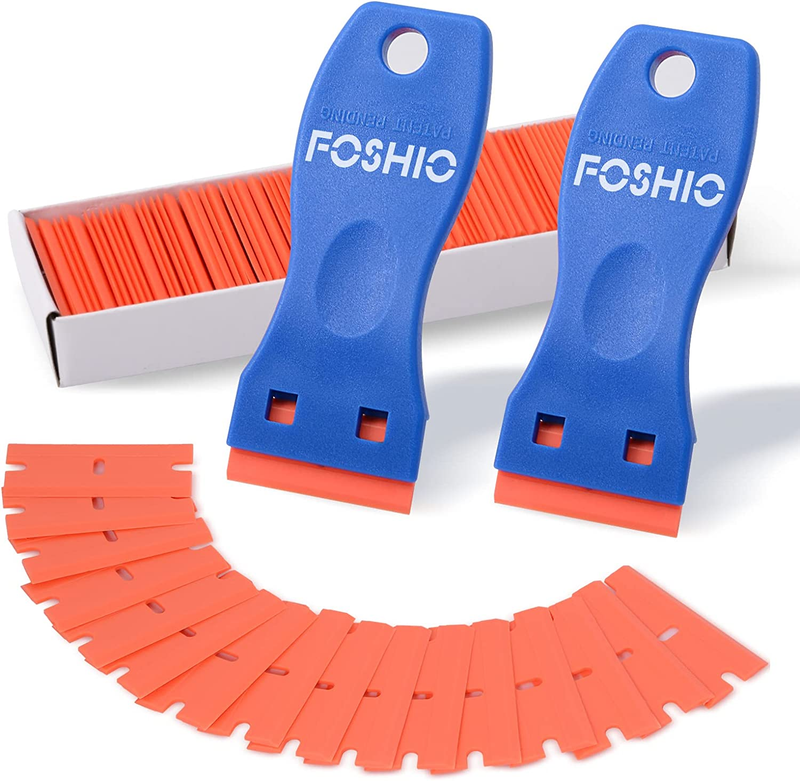 Plastic Razor Blade Scraper Include 2PCS Scraper Tool and 100PCS Blades for Gask