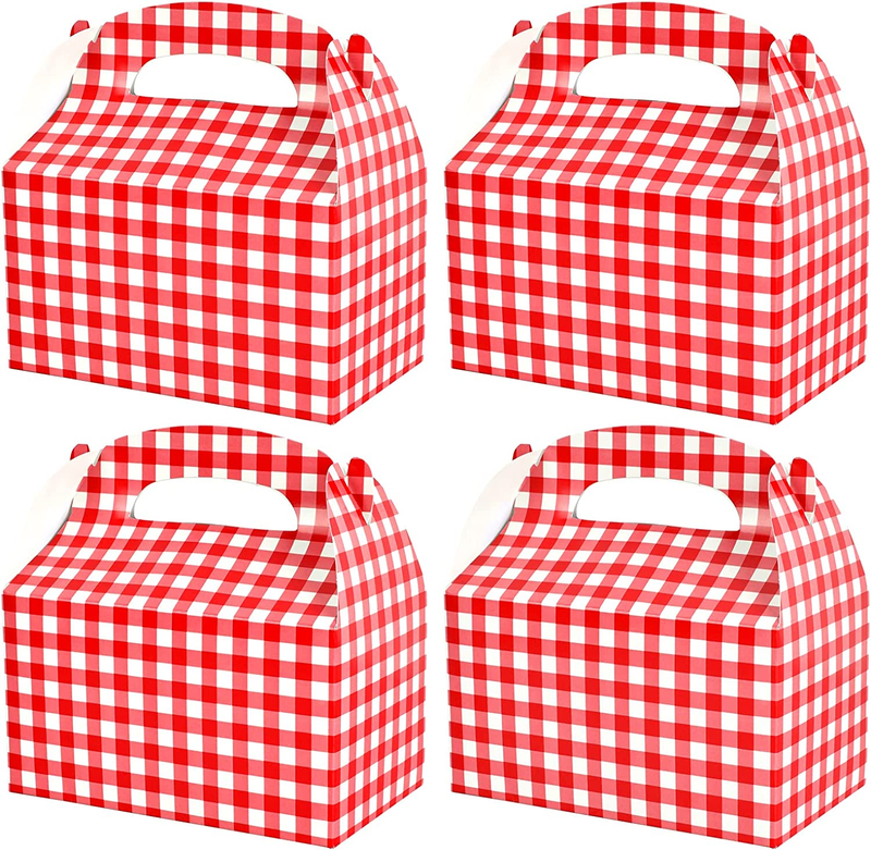 Red and White Gingham Treat Boxes 24 Pieces Candy Gable Boxes Goodies Boxes Card