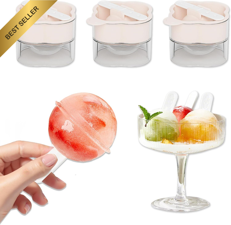Ice Pop Molds Set of 3 – Reusable DIY Frozen Treat Maker for Kids, Bpa-Free Food