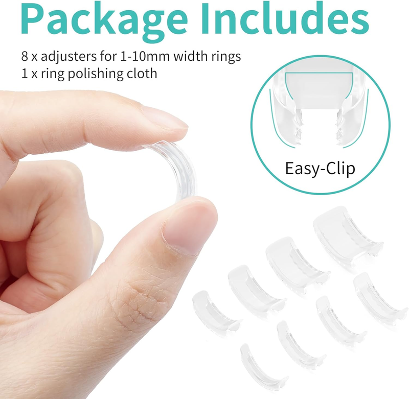 Ring Sizer Adjuster for Loose Rings, 8 Pack 8 Sizes, Ring Spacers, Ring Tightene