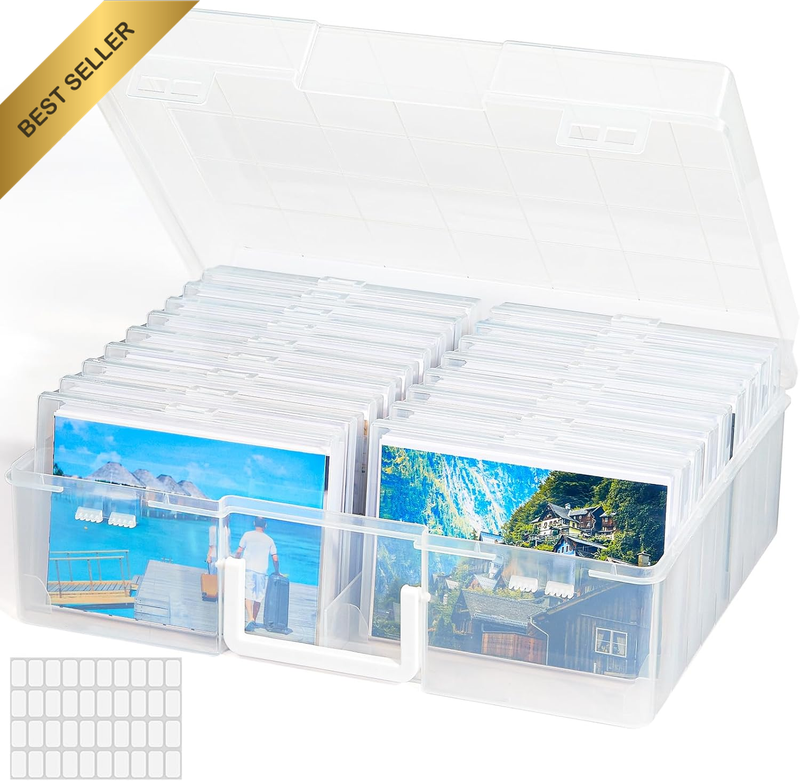 Photo Storage Box with 18 Pieces Inner Photo Holder, Photo Box 10.1 X 15.2 Cm, T