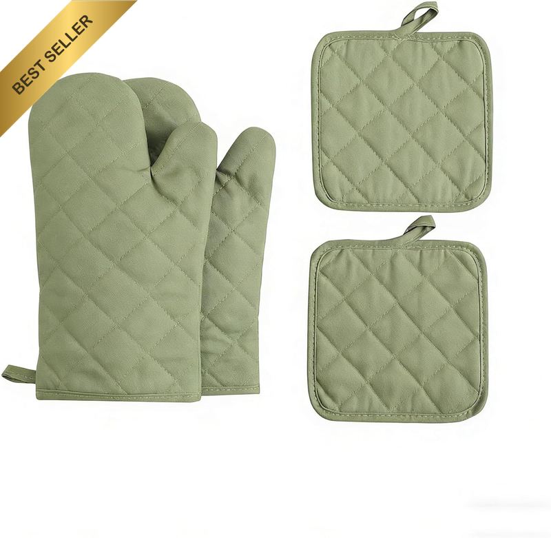 Oven Mitts and Pot Holders 4 Pcs Set,High Heat Resistant 500 Degree Extra Thicke