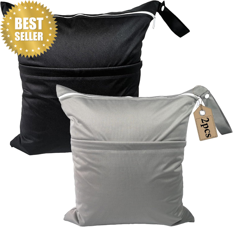 2 Pack Travel Laundry Bag with 2 Zippered Pockets & Handle 39 * 45Cm Water-Resis