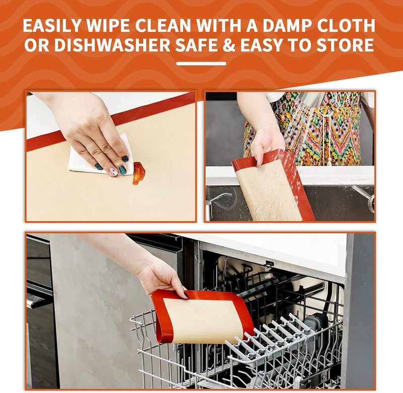 2-Pack Silicone Baking Mat, 16.5"x11.6" Reusable Silicone Baking Sheets for Oven