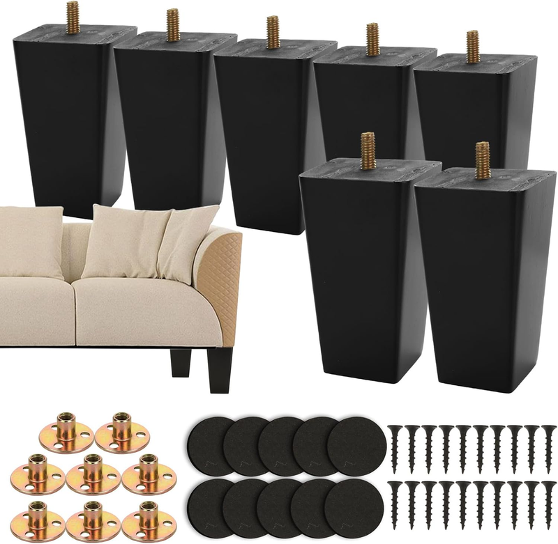 Sofa Legs Set of 8, 10 Cm Sofa Feet Wooden Furniture Legs, Replacement Sofa Legs