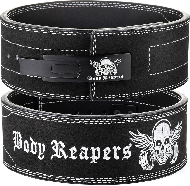 Weight Lifting Belt for Men & Women, Heavy Duty Lever Belt Weightlifting Belt Made of Calfskin Leather 10Mm Thick, 4 Inch Wide - Powerlifting Belt for Back Support, Gym & Fitness Training