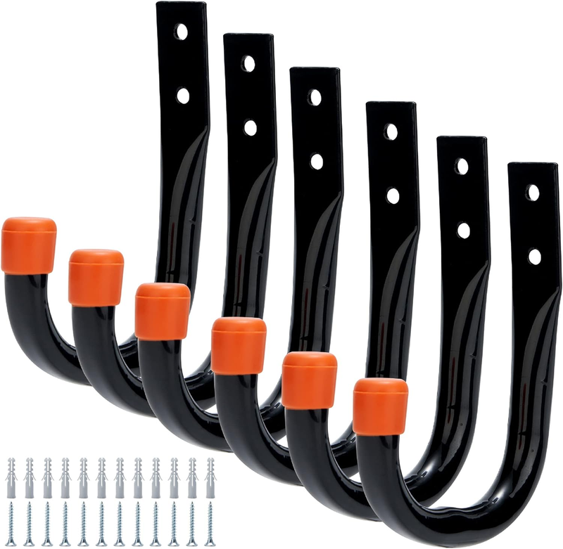 6 Pack Heavy Duty Steel Garage Storage Utility Hooks for Garage Wall