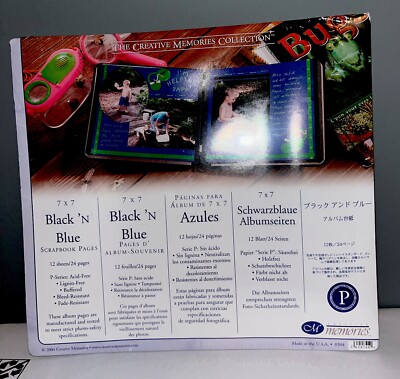 Creative Memories 7 x 7 Black 'N Blue Scrapbook Refill Pages