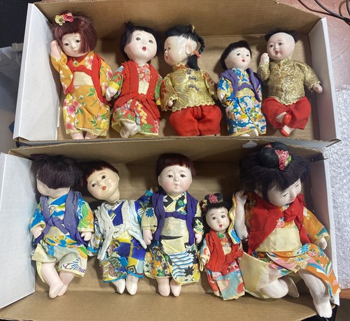 Vintage Japanese Porcelain Dolls qty 10 Bundle Estate Find