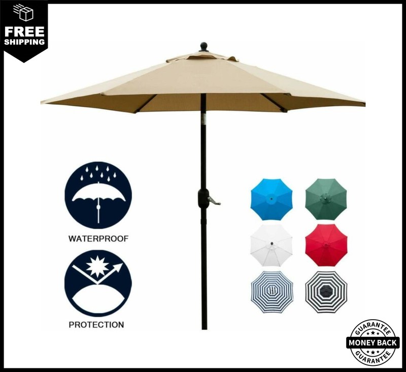 7 5 Patio Umbrella Outdoor Table Market Umbrella With Push Button Tilt Crank Ebay