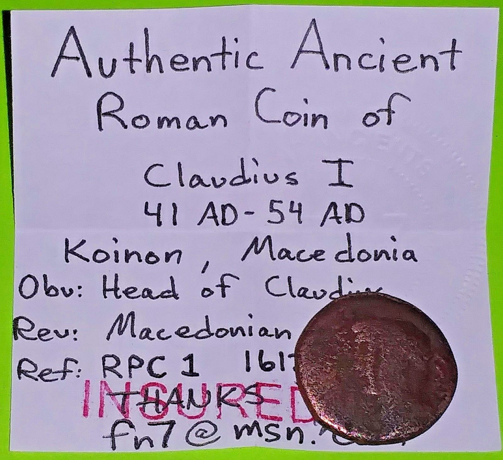 Claudius 41 AD-54 AD KOINON MACEDONIA ancient ROMAN COIN Macedonian shield good
