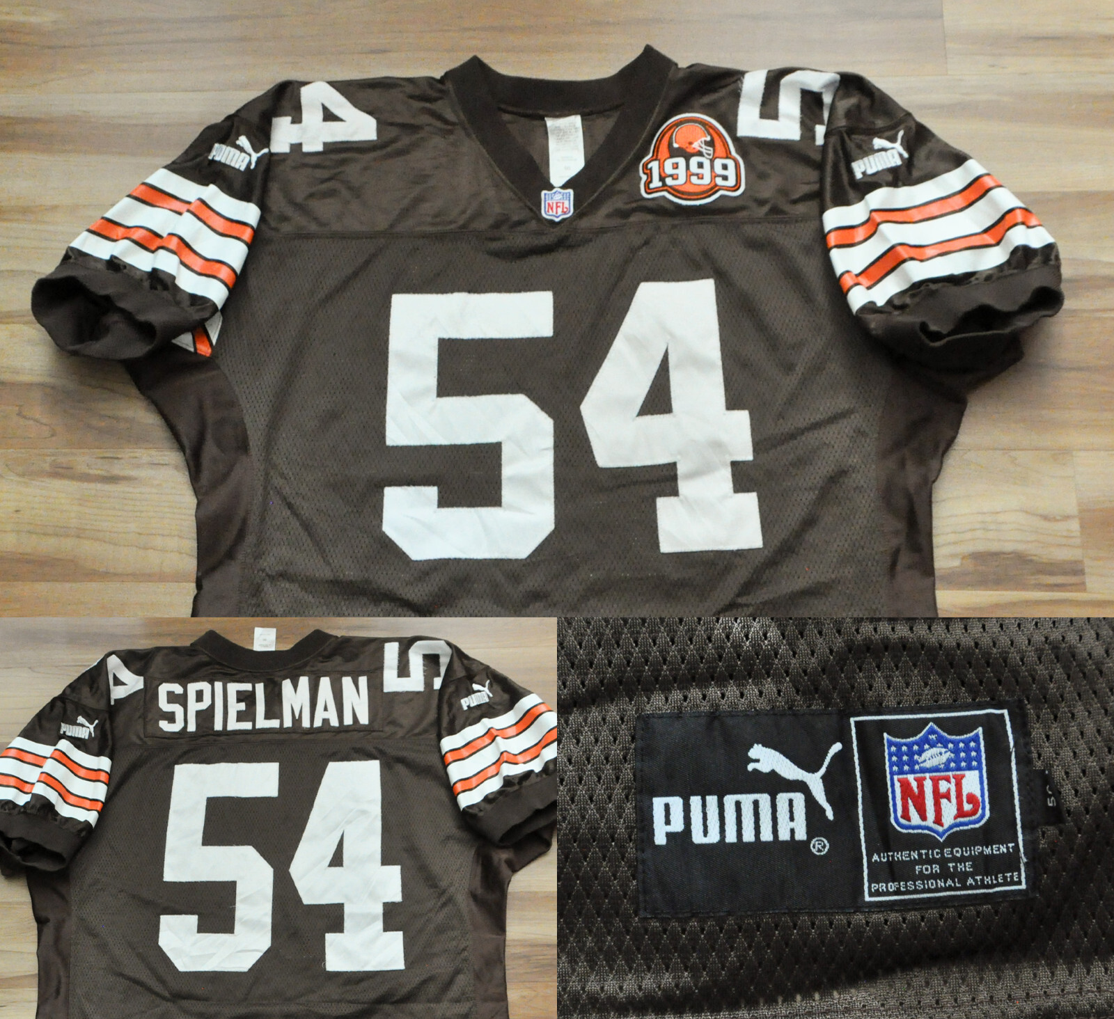 レア　SPIELMAN USA製　NFL ゲームシャツ  1 Chris Spielman Cleveland Browns PUMA Jersey Authentic NFL