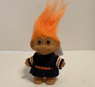 Vintage Russ 1990 NFL  Chicago BEARS  Good Luck Troll 3'' with Tag  NEW 