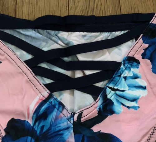 Plus Size 14/16 Lane Bryant Cacique Strappy Cage Back Tanga Lace Pink Navy Blue