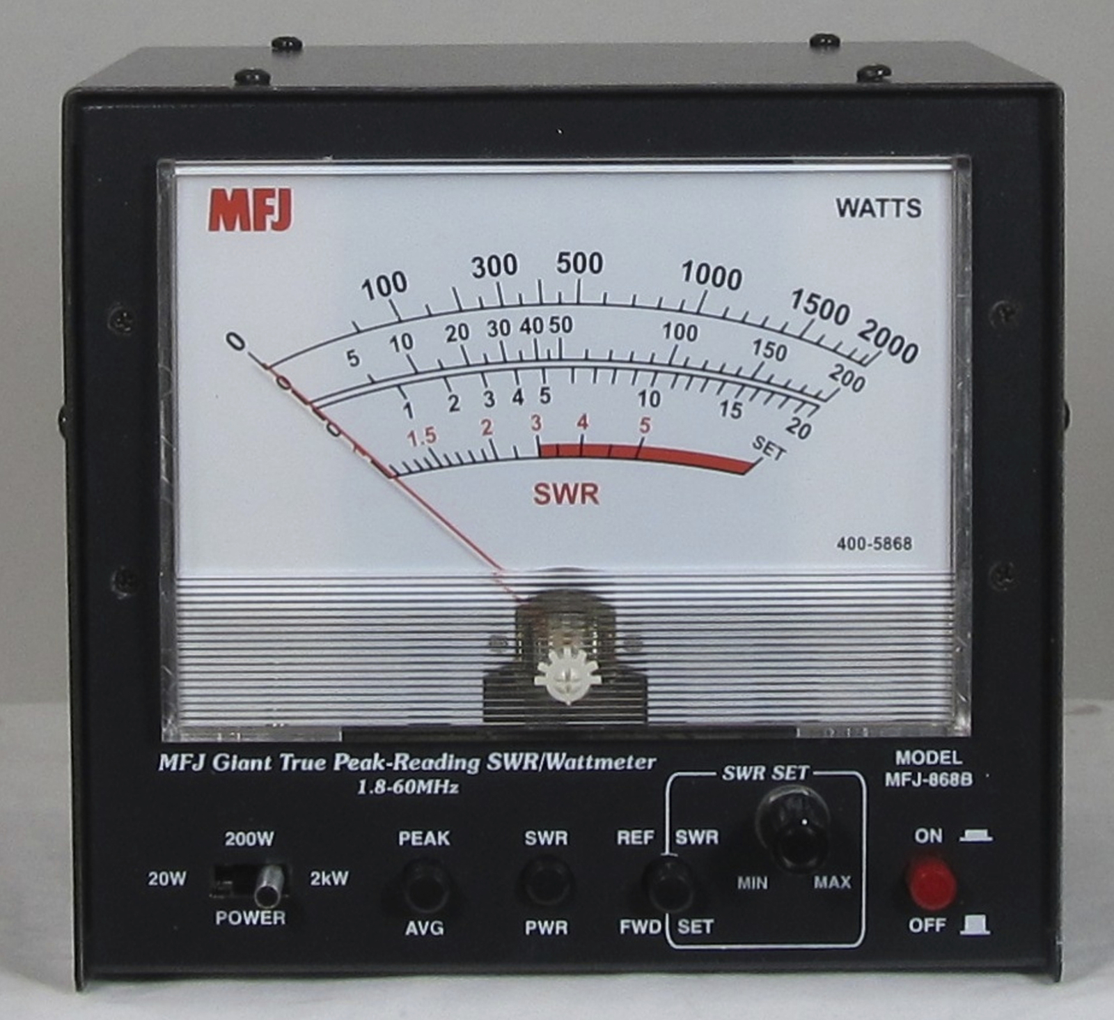 MFJ868B Giant HF/6M (1.8 54MHz) Peak Reading SWR/Wattmeter, 20/200