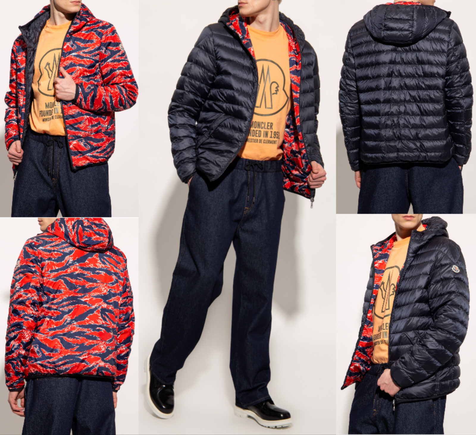 Moncler BRESSAY R versible Bas Veste Doudoune Imprim Coquille Veste Capuche