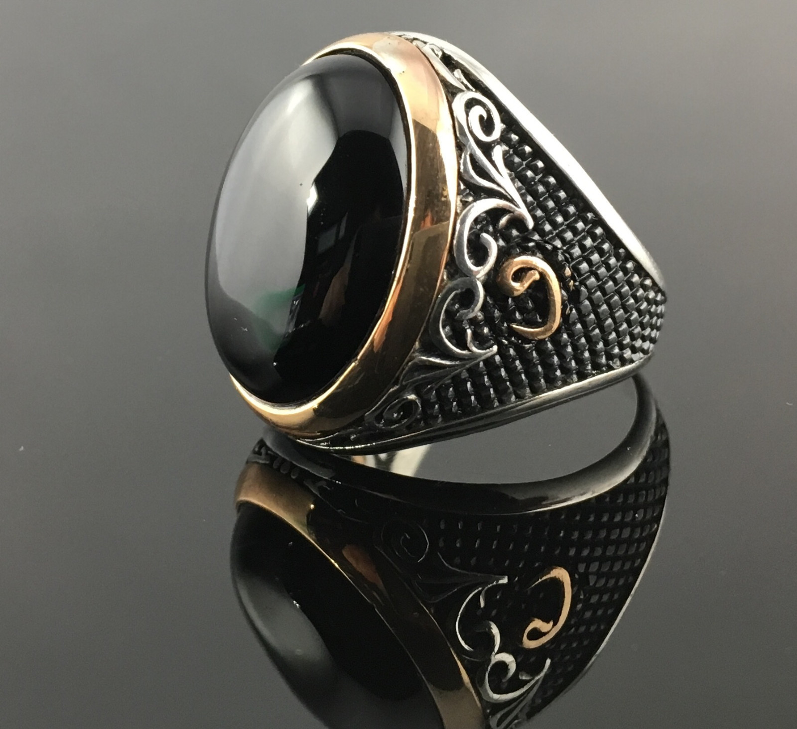 Handmade 925 Sterling Silver Black Onyx Ellipse Stone Men S Ring Us Seller1k6g Ebay