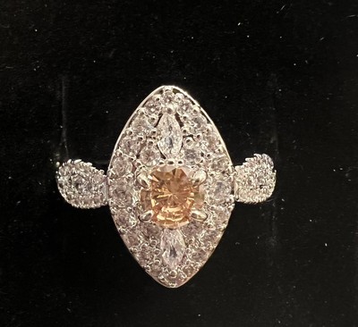 Bomb Party Ring Sz 9 RBP3959 Instant Connection Smokey Topaz CZ/Rhodium