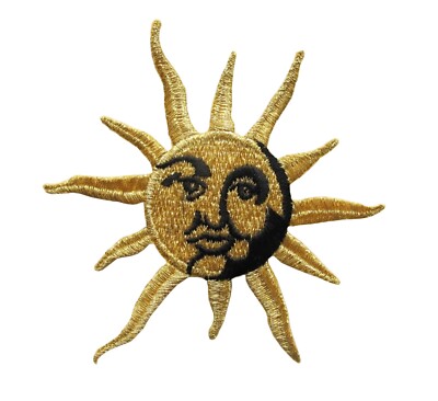 #2529G 3 7/8'' Gold Metallic Sun Embroidery Applique Patch