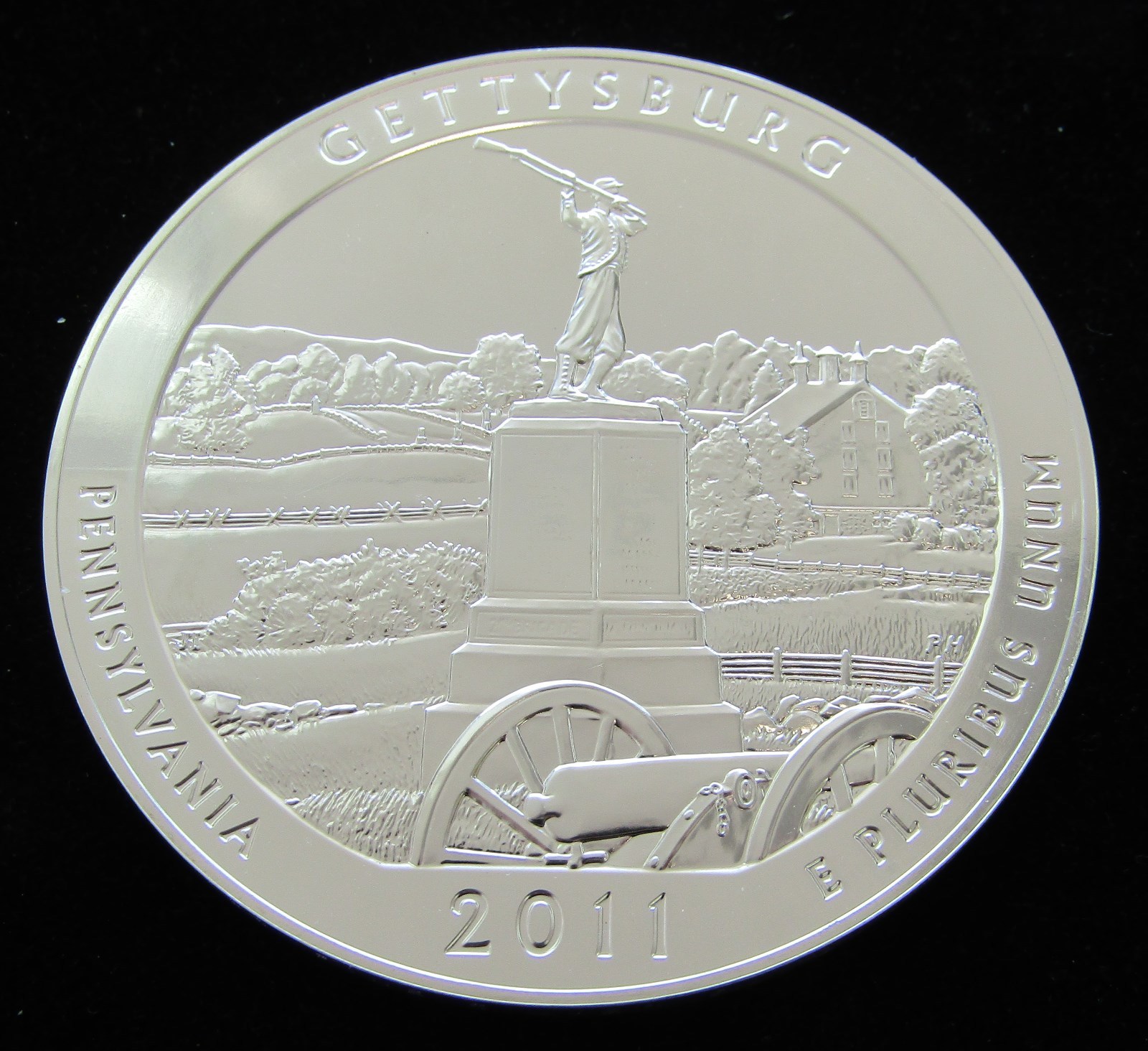 2011 Uncirculated Roll (10) 5 oz Silver ATB Gettysburg Coins In Mint Tube- #7101