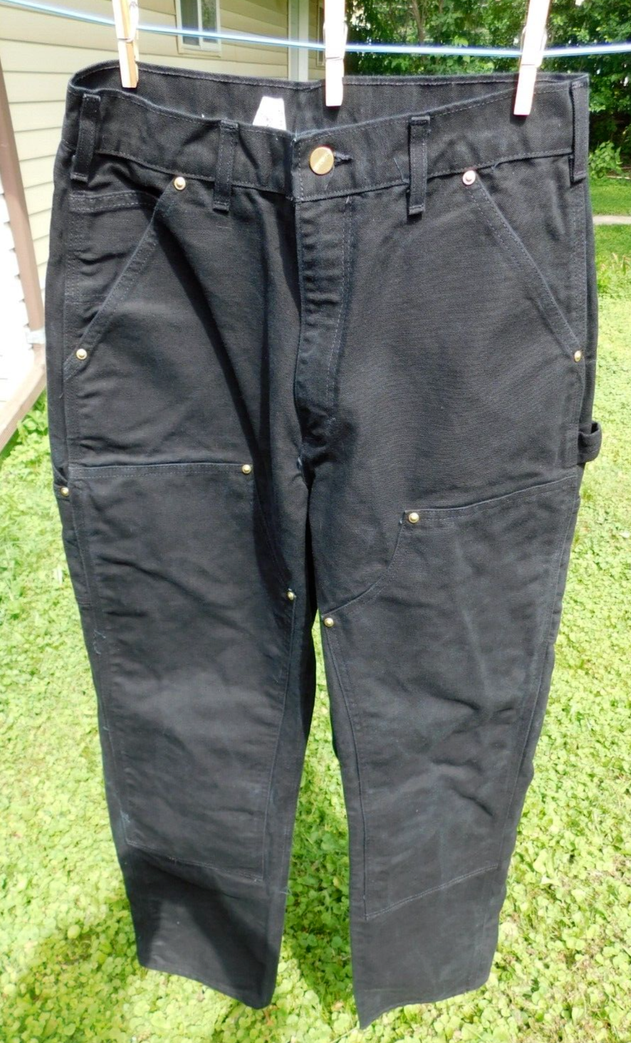 Vintage Carhartt Double Knee Pants ~30x33.5 B01-BLK USA Union Made! Tag  31x34