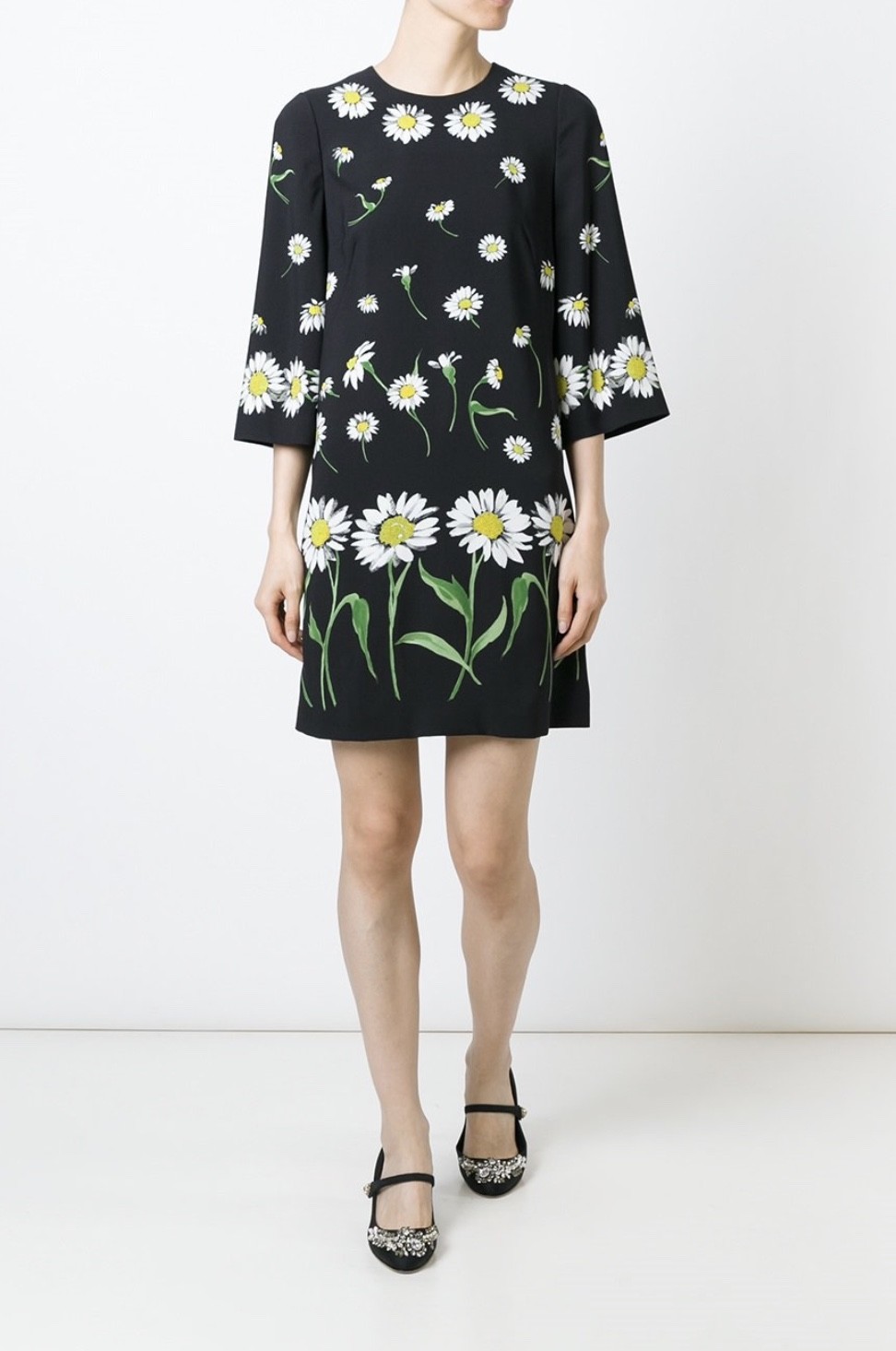 Dolce & Gabbana★素敵！Daisy Print Brocade Shift Dress $2.2K Dolce & Gabbana NWT Daisy Print Brocade Elbow Sleeves