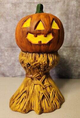 Vintage Ceramic Hand Painted Halloween Jack-O-Lanturn on Corn Stalks