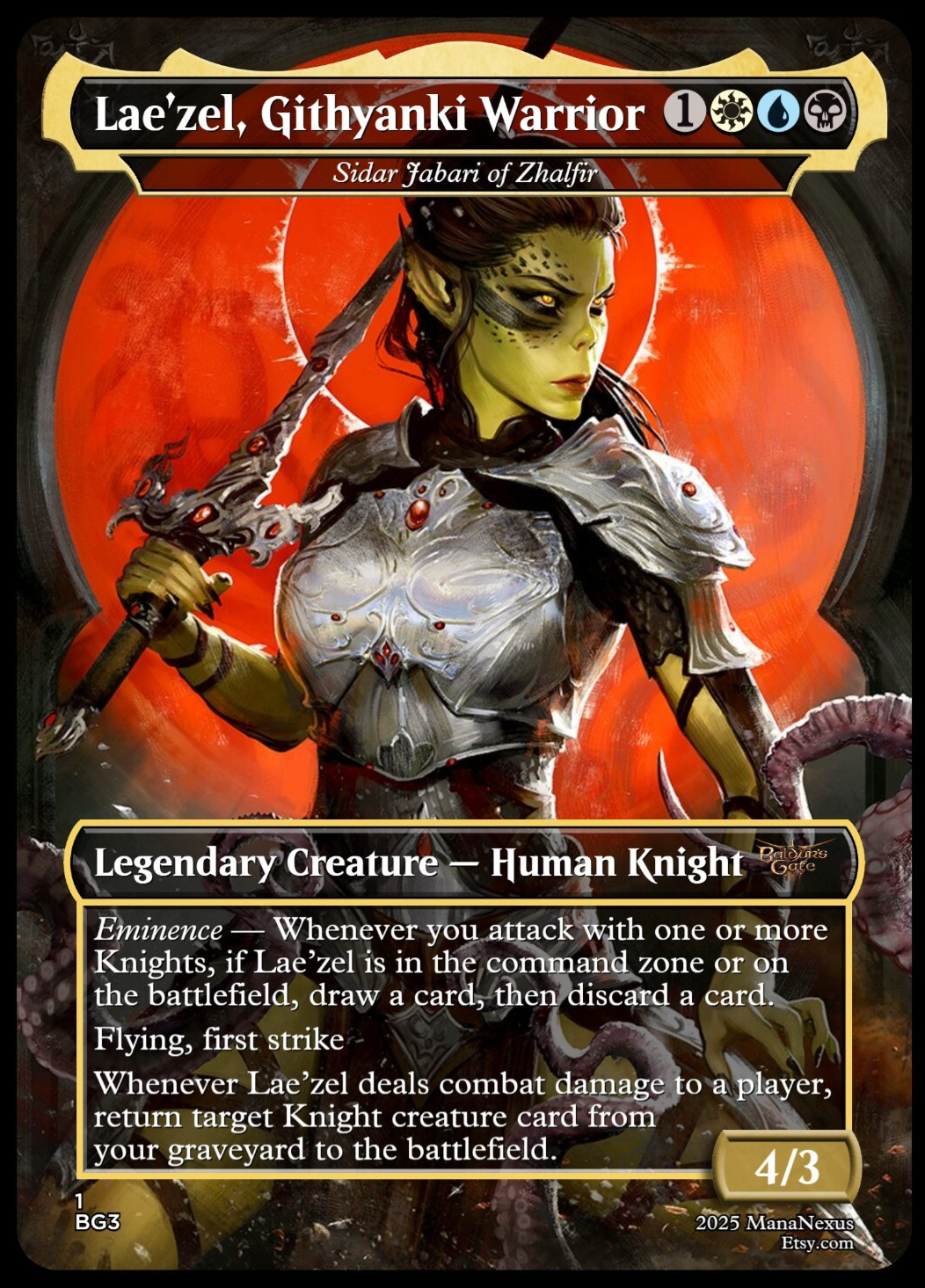 MTG - Sidar Jabari of Zhalfir Alternative Art - Laezel BG3 - FOIL