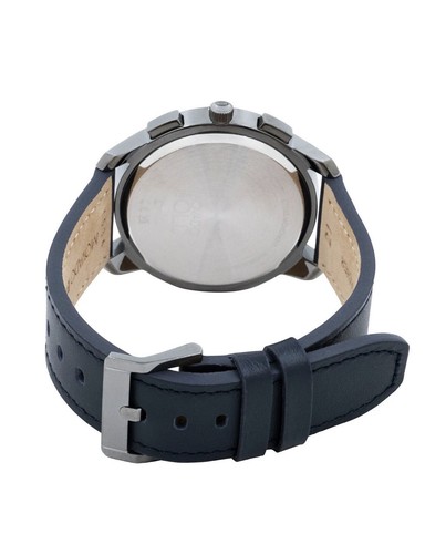 Pre-owned Movado Brand  Bold Men's Grey Dial Navy Leather Band Chrono Watch 3600720