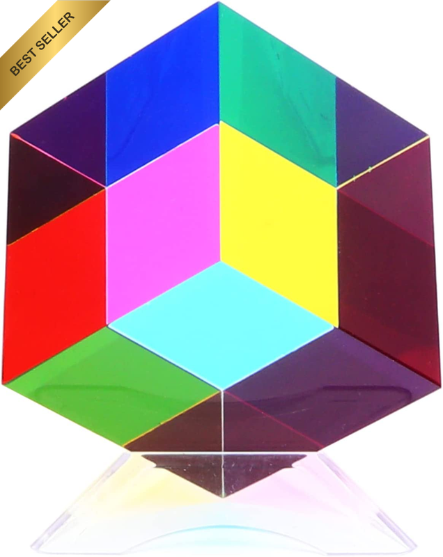 Color Cube (60Mm) with Stand - Cyan, Magenta & Yellow Cube - Illustrates Subtrac