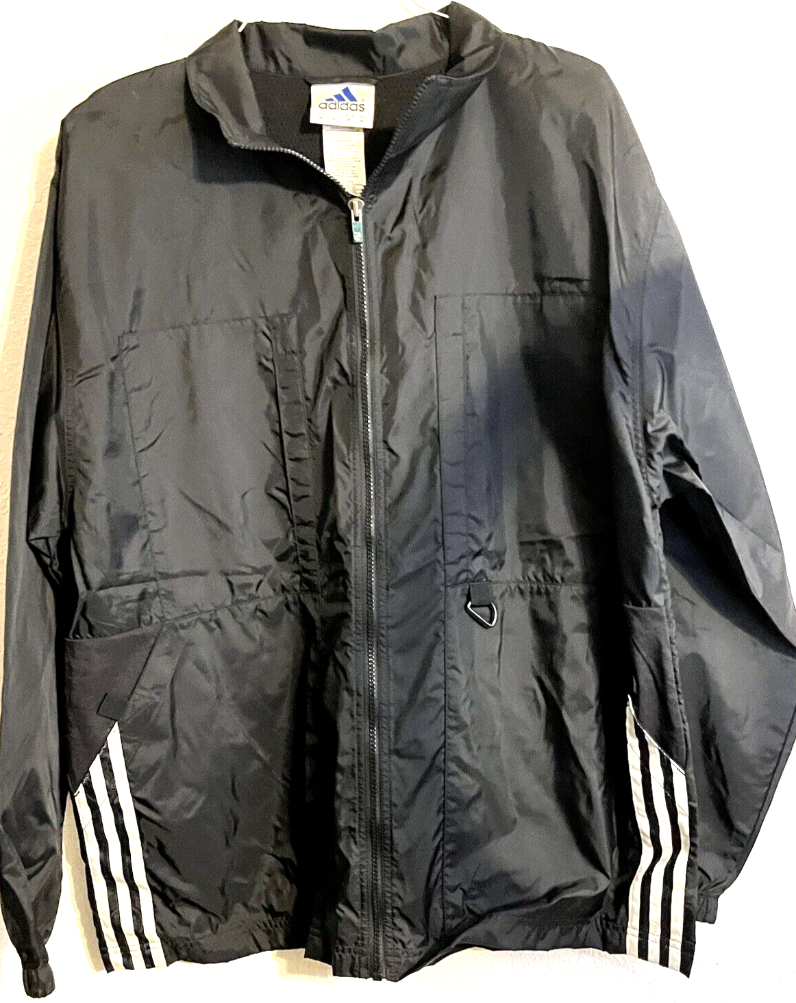 Adidas Jacket Men's Medium Windbreaker Pockets Vent Stripe