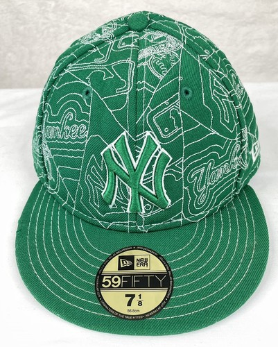Green New York Yankees Hat Cap New Era 59Fifty 7 3/8 Quilted