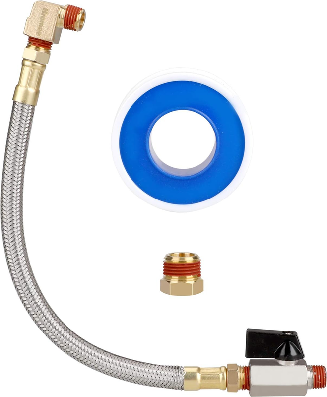 Extended Tank Drain Assembly Kit with 10 Inch Braided Steel Ho...