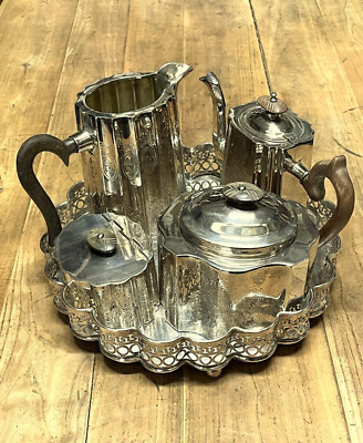SET Caffè Tè 5 Pz Royal Sheffield ROYAL FAMILY SILVERPLATED STILE VITTORIANO 900
