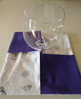 Handmade Fabric Wine Glass Coasters, 4 piece/set  7'' x 7''