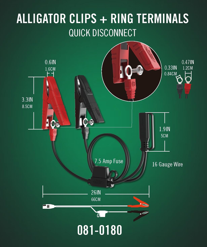 Junior 12V, 800mA Battery Charger and Maintainer for Lead Acid and Lithium Batte