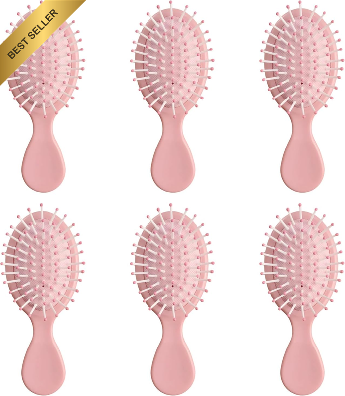 6 Pack Mini Hair Brush Bulk, Travel Hair Brush for All Hair Types | Small Detang