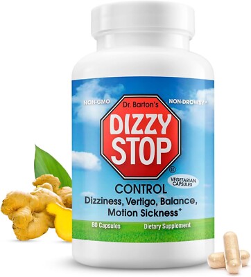Dizzy Stop - Natural Vertigo Relief & Non Drowsy Motion Sickness Relief (80 cap)