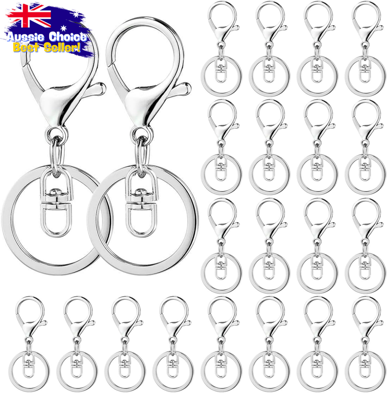 20Pcs Keychain Hooks Rings for Crafts, Swivel Clips Lanyard DIY Silver