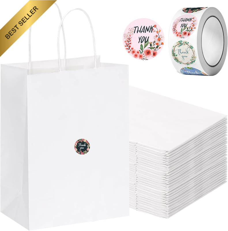 100 Pack Paper Gift Bags with a Stable Bottom, 27X21X11Cm Kraft Shopping Bag wit