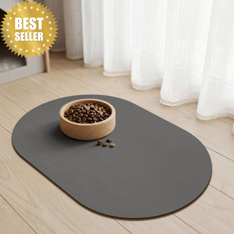 Pet Feeding Mat, Dog Cat Bowl Mat Absorbent Oval Feeding Mat for Dog, Non-Slip D