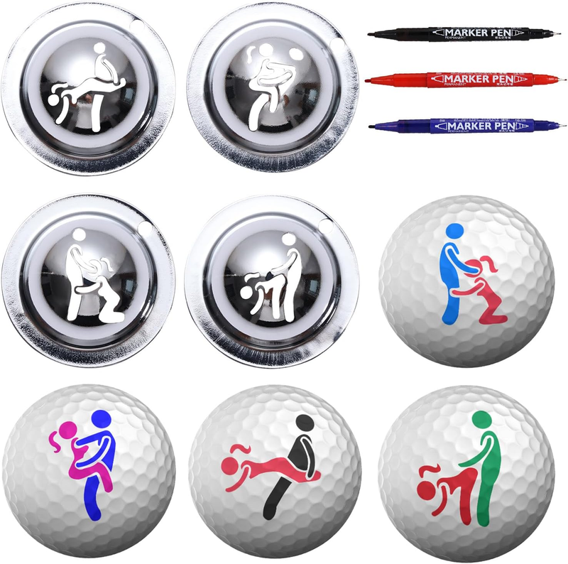 4Pcs Golf Ball Marker Funny Golf Ball Marker Stamp Stencil Custom Tool Creative