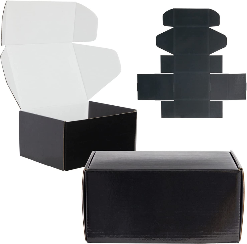 25 Pack Black Shipping Boxes for Small Business, 8X6X4 Paper Mailer Gift Boxes